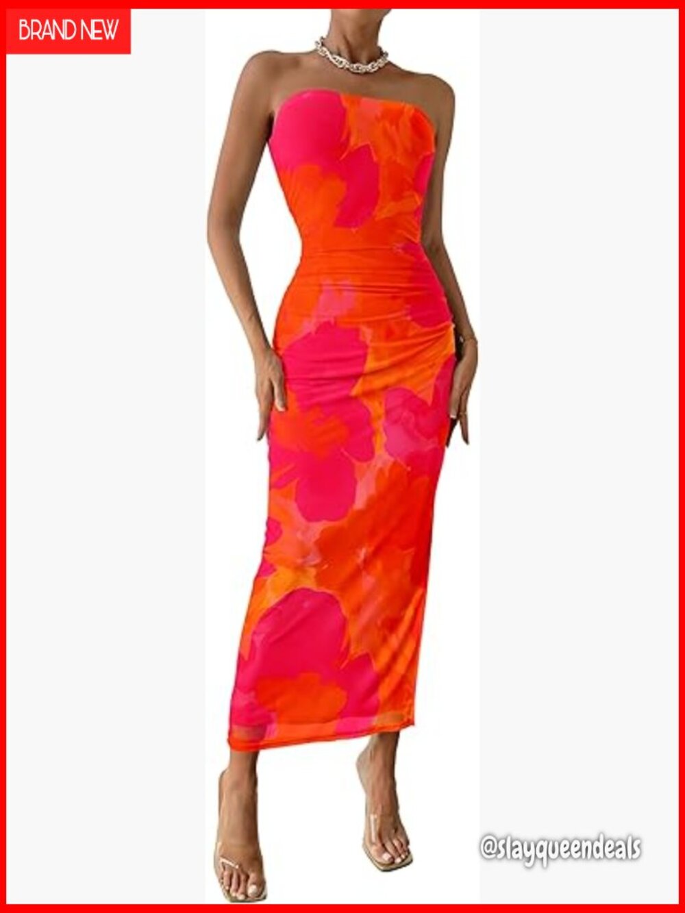 Strapless Tube Top Maxi Bodycon Long Floral Mesh Beach Party Dress